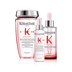 KERASTASE Genesis. Η σειρά περιποίησης Genesis αποτελεί την 1η σειρά διπλής δράσης κατά της τριχόπτωσης που προσφέρει συνεχή ενδυνάμωση της τρίχας και μειώνει την τριχόπτωση κατά -84%.